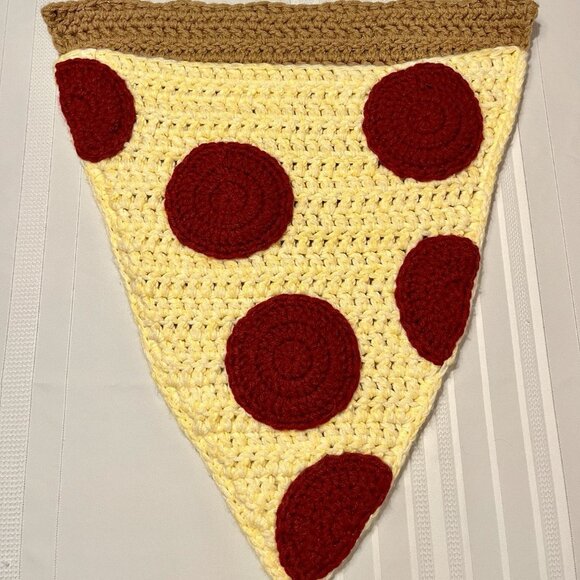 Pizza Slice Cocoon Crochet Blanket Newborn Photo Prop Handmade Baby Shower Small - Picture 1 of 5